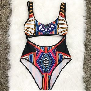tribal padded Ekouaer one piece swim suit